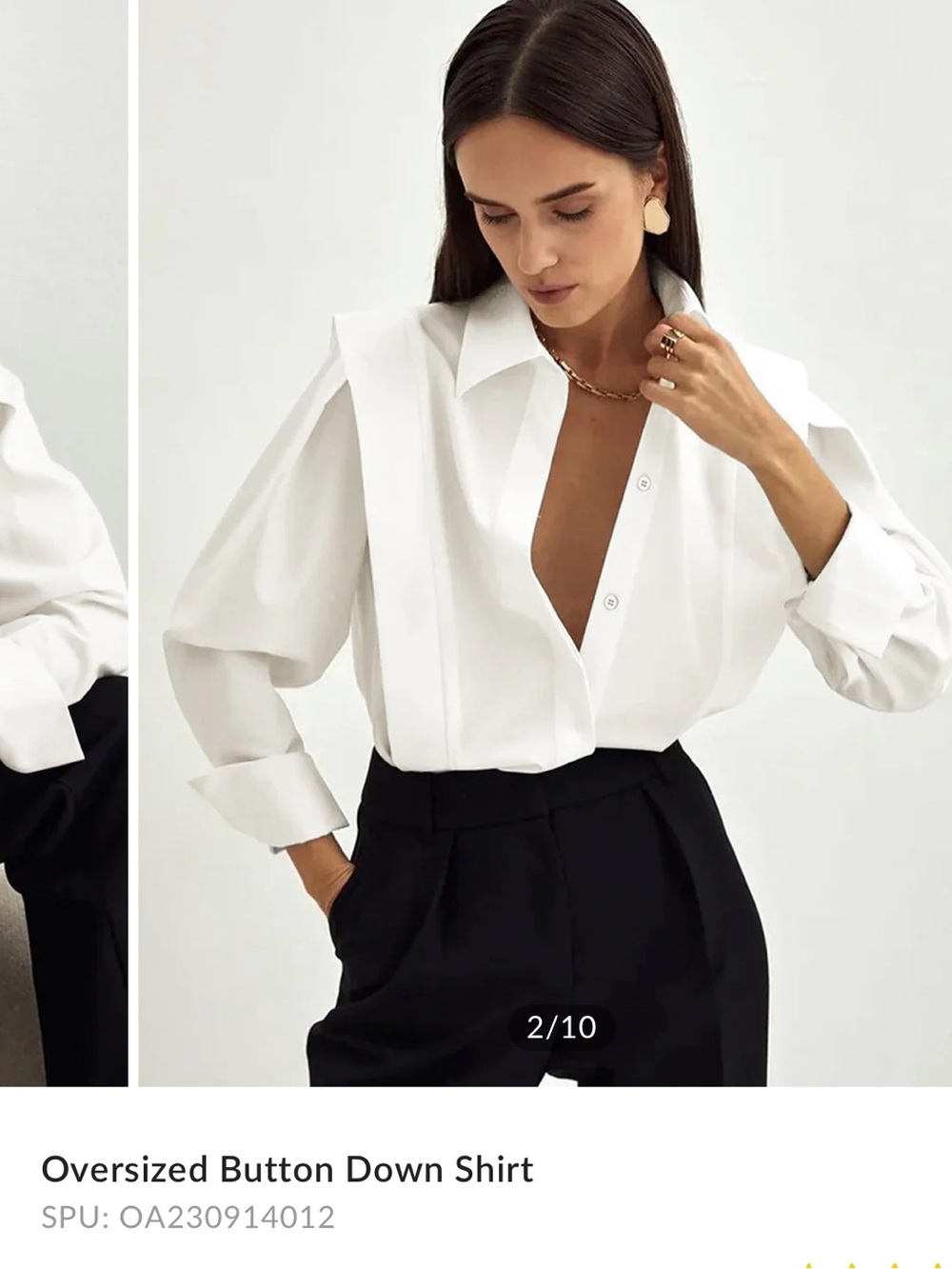 Commense White Oversized Button-Down Shirt